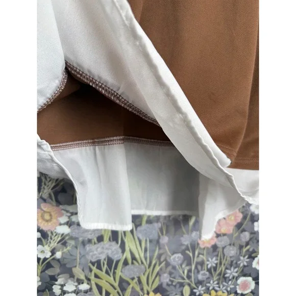 Lipsy Brown White Contrast Peter Pan Collar Pearl Embellished Top XL - Picture 9 of 13